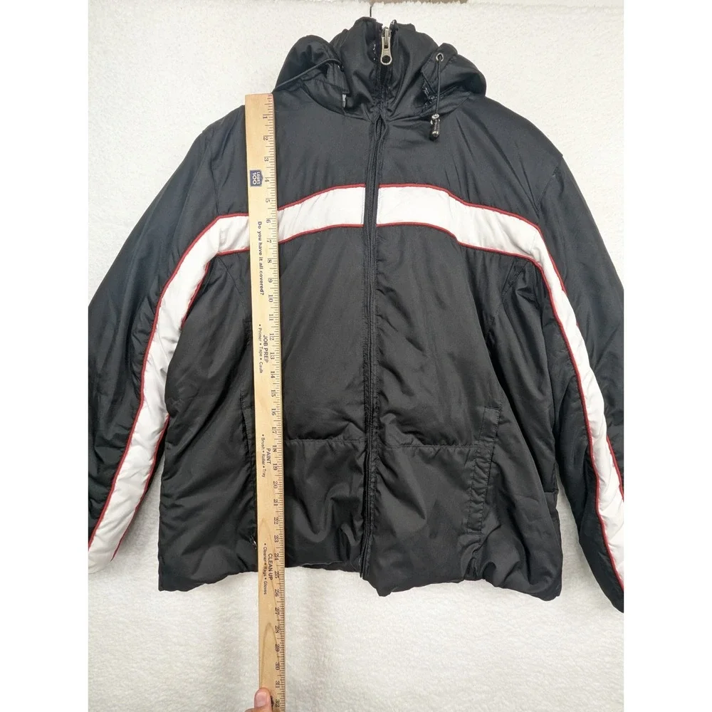 Covington Women's Black Feather Puffer Fleece Lined Reversible Puffer‎ Jacket XL